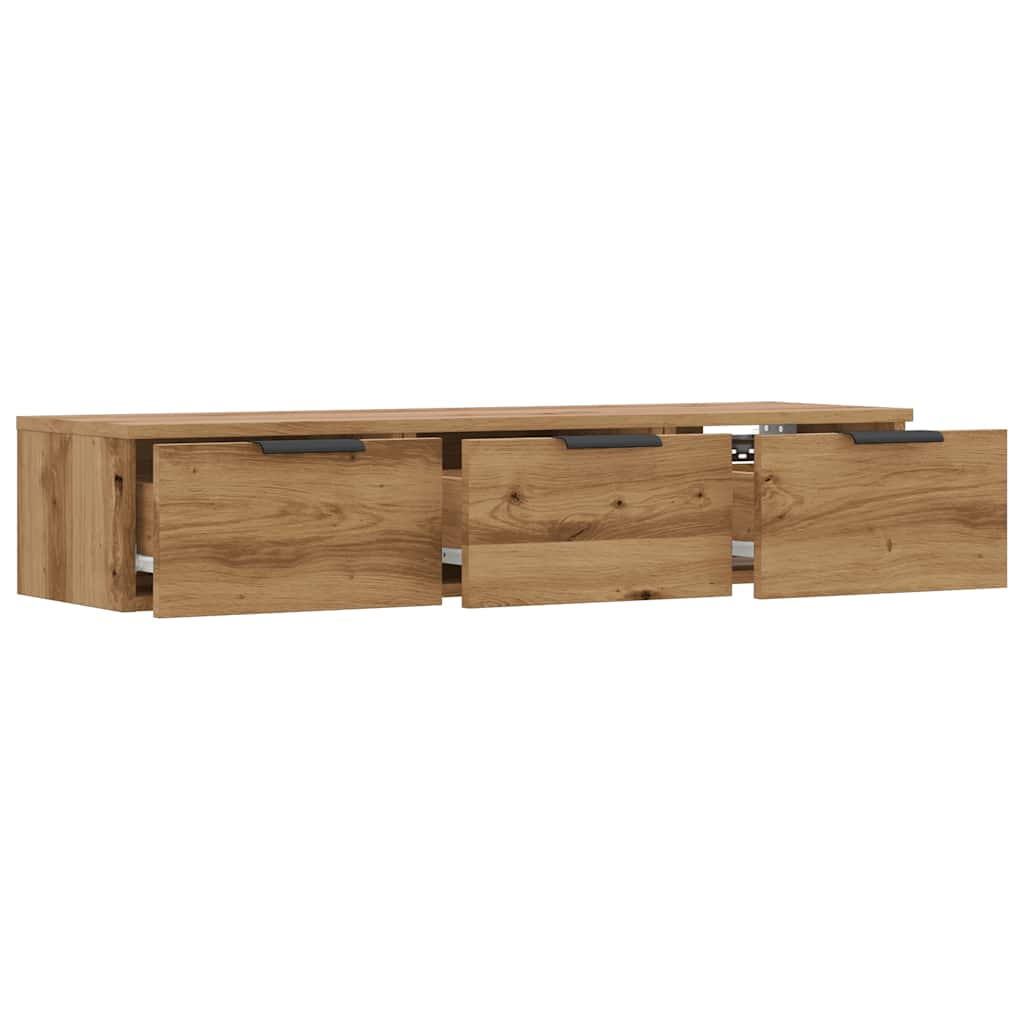 Wandkast 102x30x20 cm bewerkt hout artisanaal eikenkleur - AllerleiShop