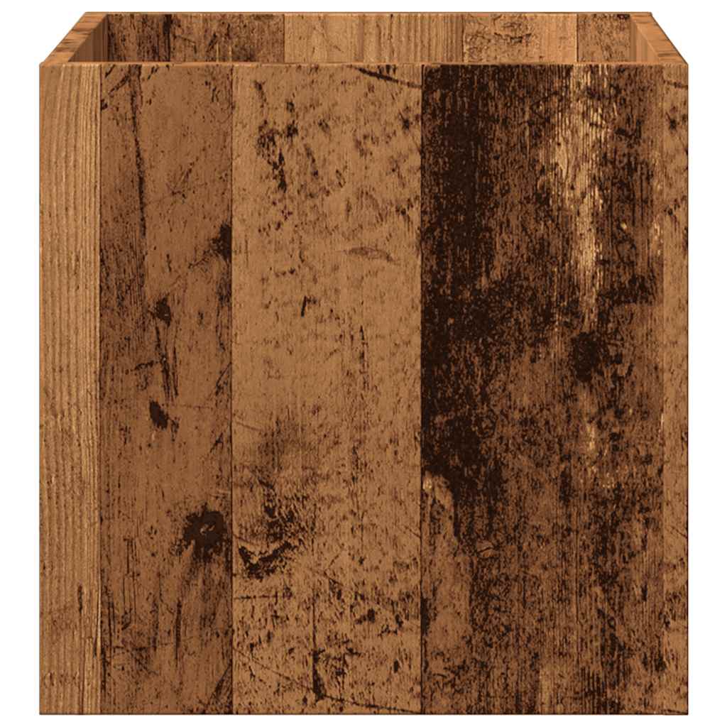 Plantenbak 40x40x40 cm bewerkt hout oud houtkleurig