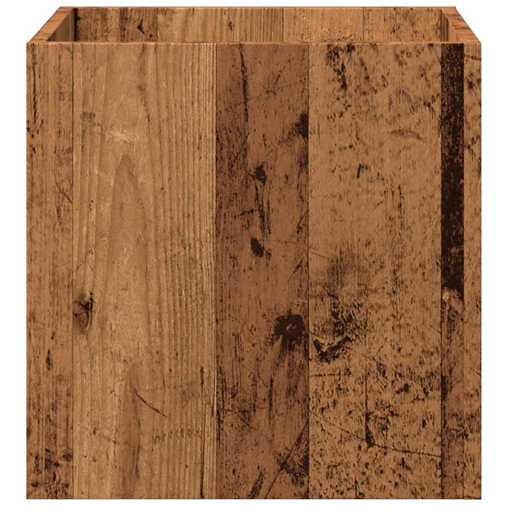 Plantenbak 40x40x40 cm bewerkt hout oud houtkleurig