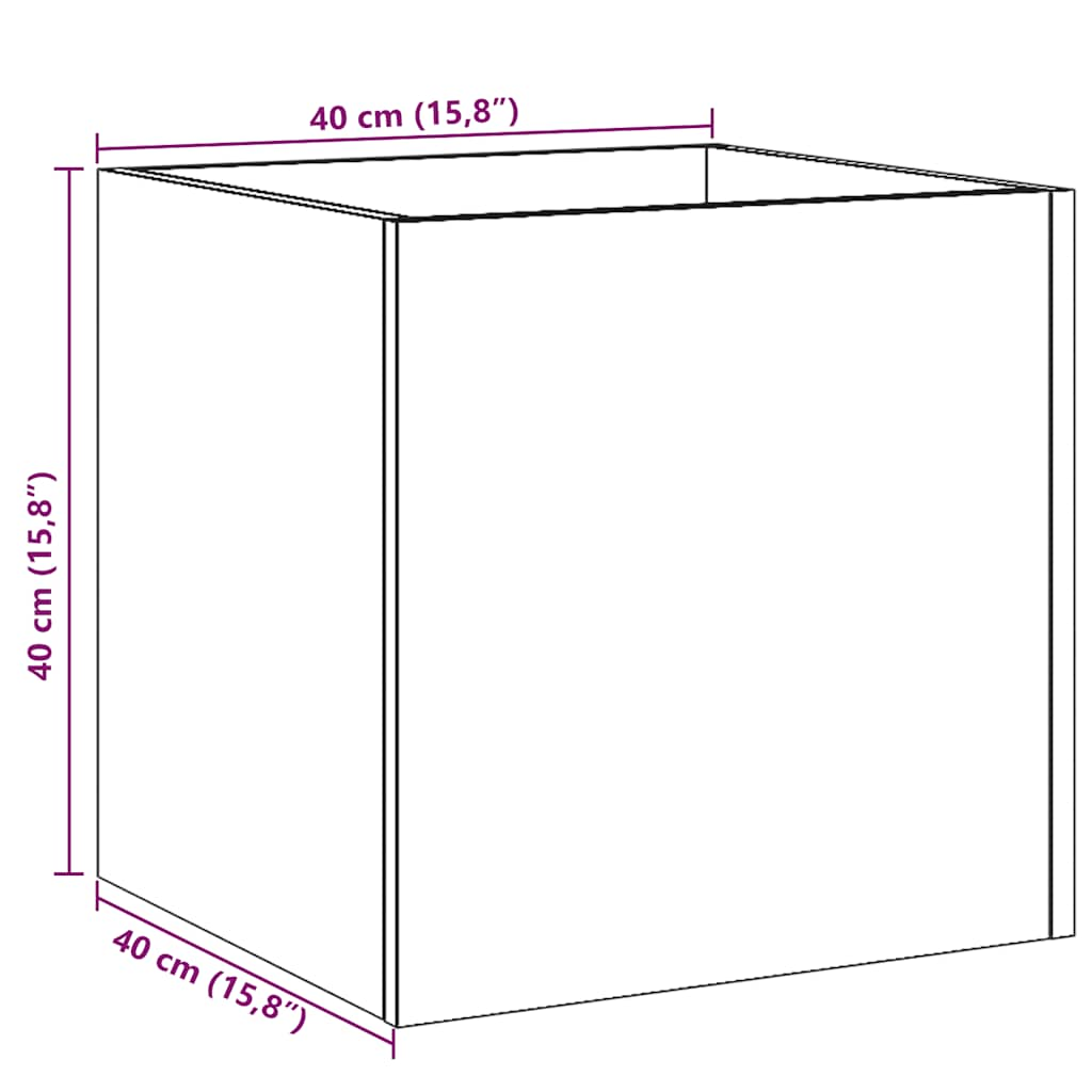 Plantenbak 40x40x40 cm bewerkt hout oud houtkleurig