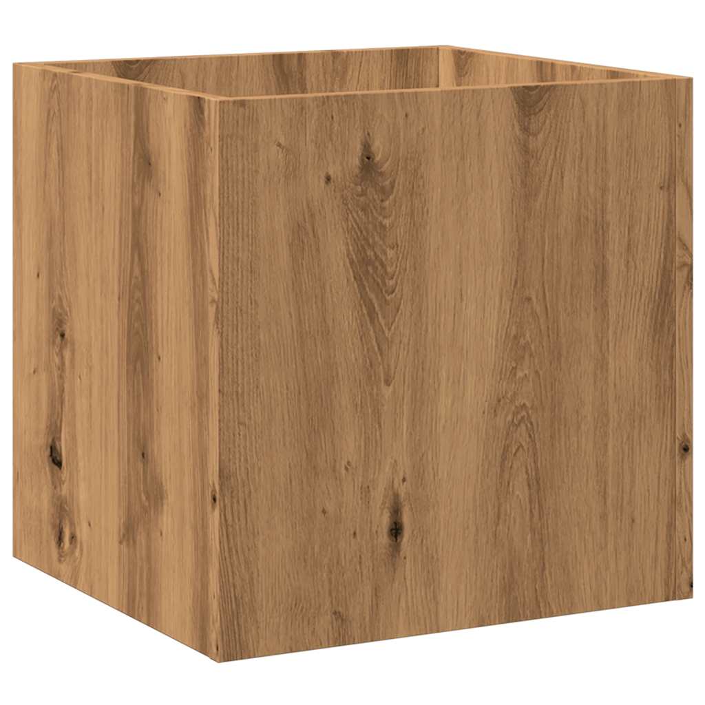 Plantenbak 40x40x40 cm bewerkt hout artisanaal eikenkleur