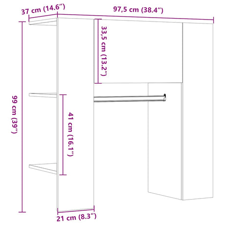 Halmeubel 97,5x37x99 cm bewerkt hout artisanaal eikenkleurig - AllerleiShop