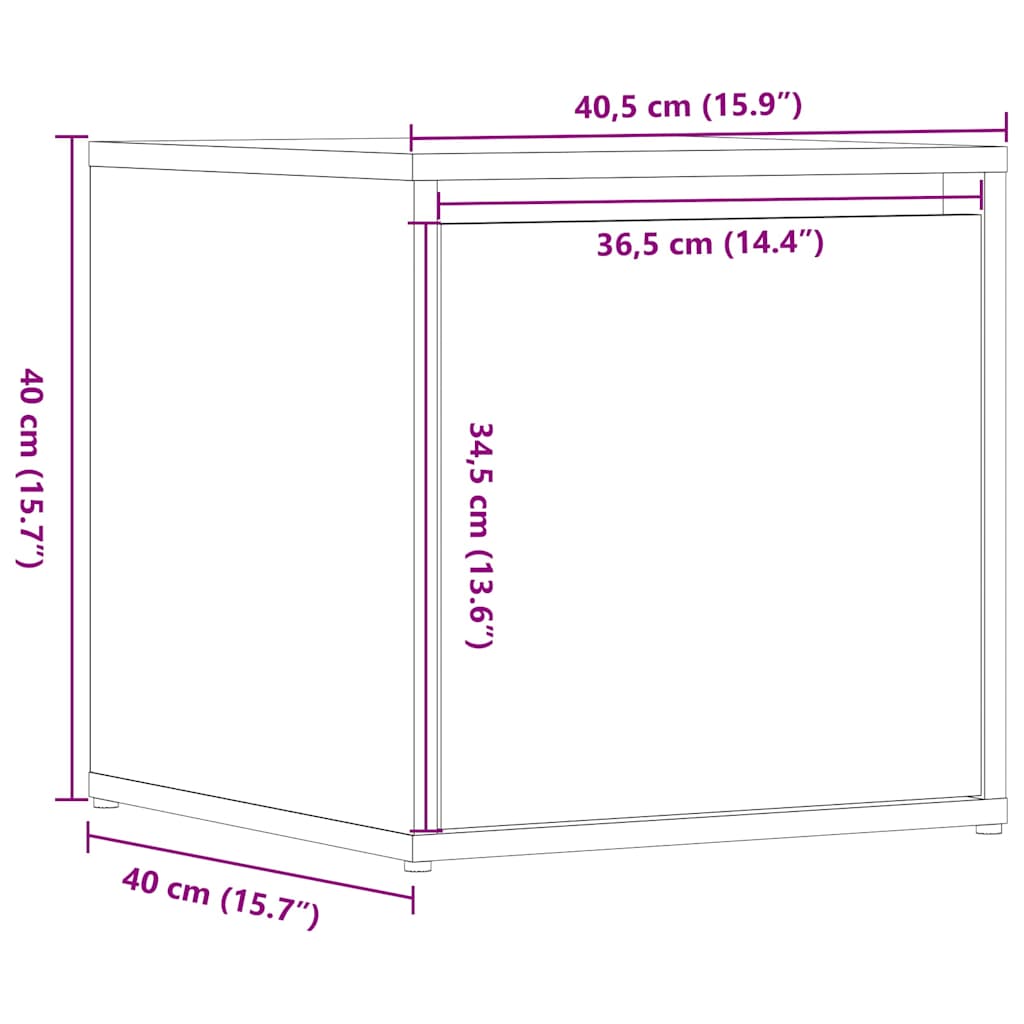 Opbergbox met lade 40,5x40x40 cm bewerkt hout artisanaal eiken