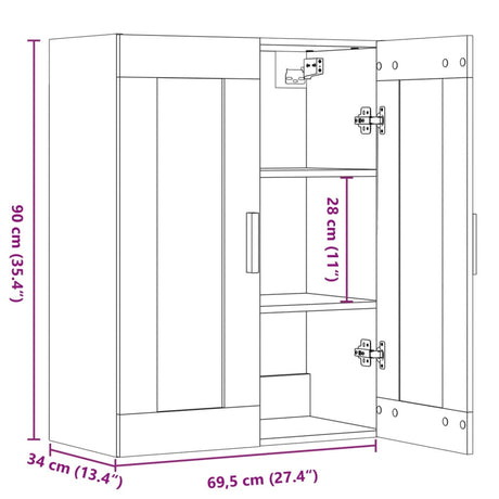 Hangkast 69,5x34x90 cm oud houtkleurig - AllerleiShop