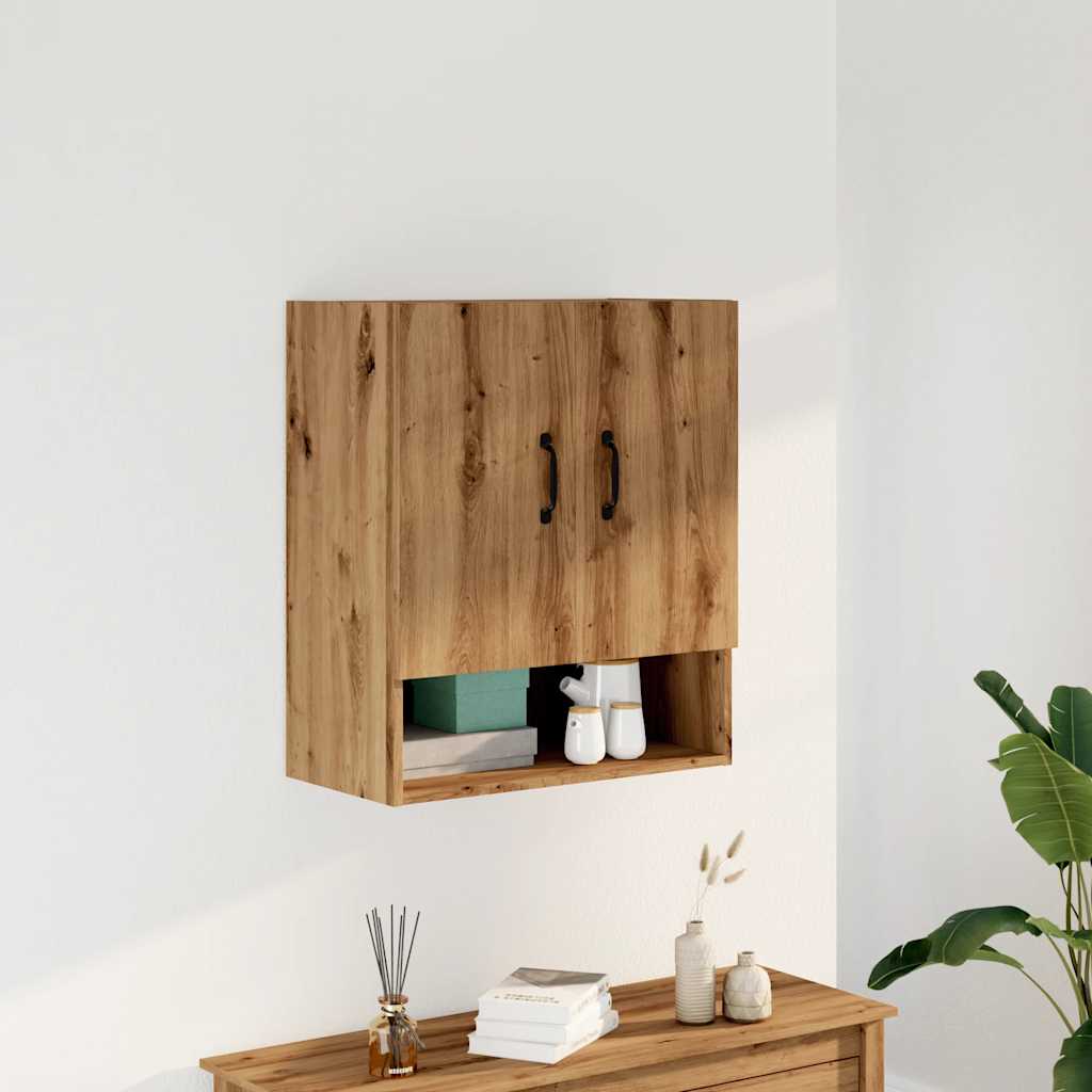 Wandkast 60x31x70 cm bewerkt hout artisanaal eikenkleur - AllerleiShop