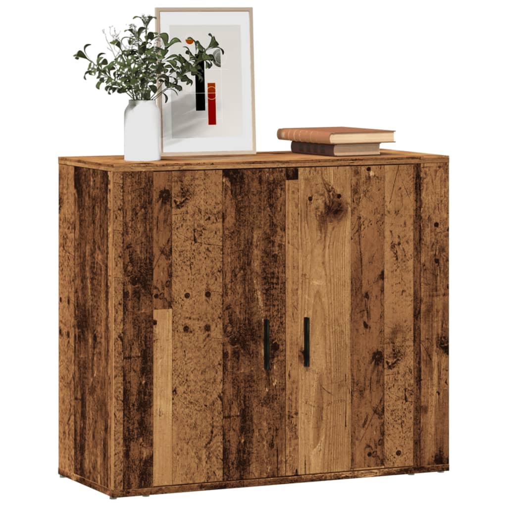 Dressoir 80x33x70 cm bewerkt hout oud houtkleurig - AllerleiShop