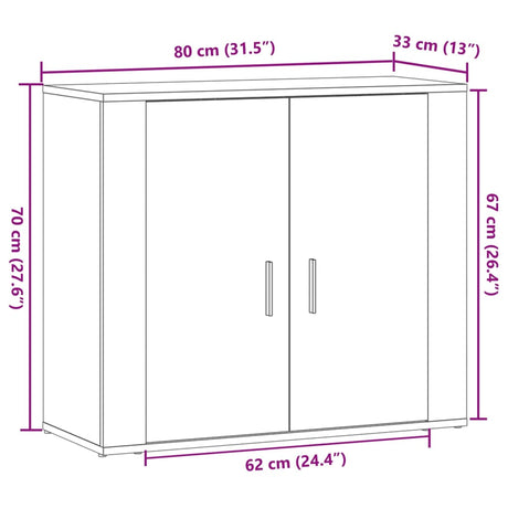 Dressoir 80x33x70 cm bewerkt hout artisanaal eikenkleurig - AllerleiShop