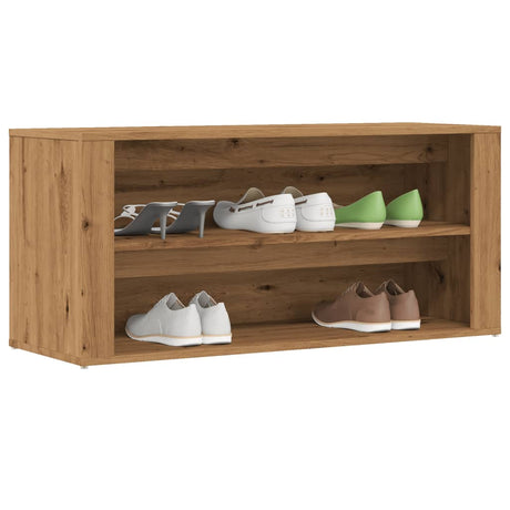 Schoenenbankje 100x35x45 cm bewerkt hout artisanaal eikenkleur - AllerleiShop