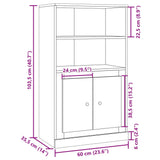 Hoge kast 60x35,5x103,5 cm bewerkt hout artisanaal eikenkleurig - AllerleiShop