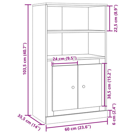 Hoge kast 60x35,5x103,5 cm bewerkt hout artisanaal eikenkleurig - AllerleiShop