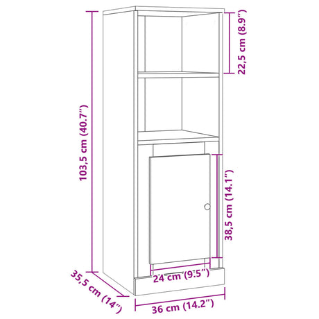 Hoge kast 36x35,5x103,5 cm bewerkt hout artisanaal eikenkleurig - AllerleiShop