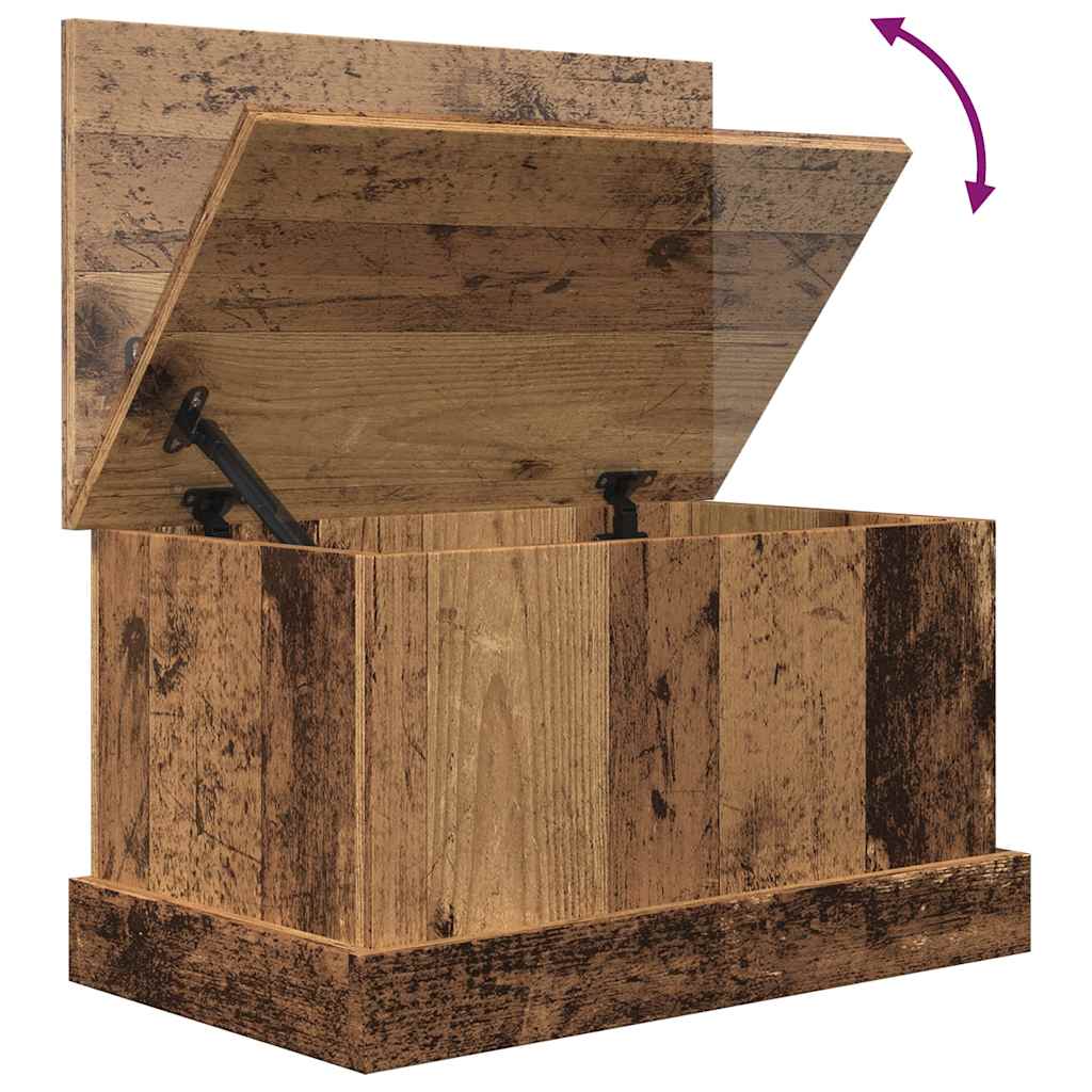 Opbergbox 30x50x28 cm bewerkt hout oud houtkleurig