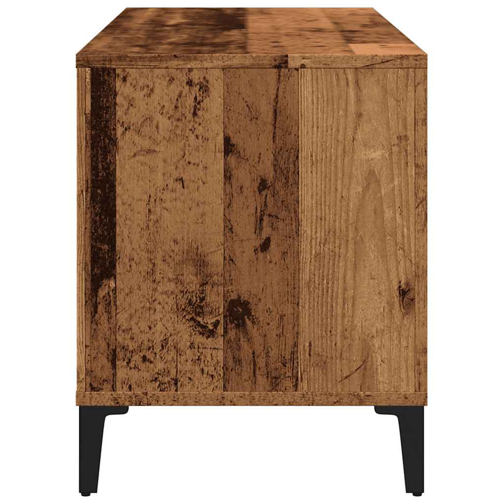 Platenkast 100x38x48 cm bewerkt hout oud houtkleurig