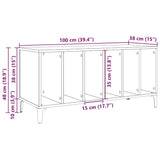 Platenkast 100x38x48 cm bewerkt hout oud houtkleurig