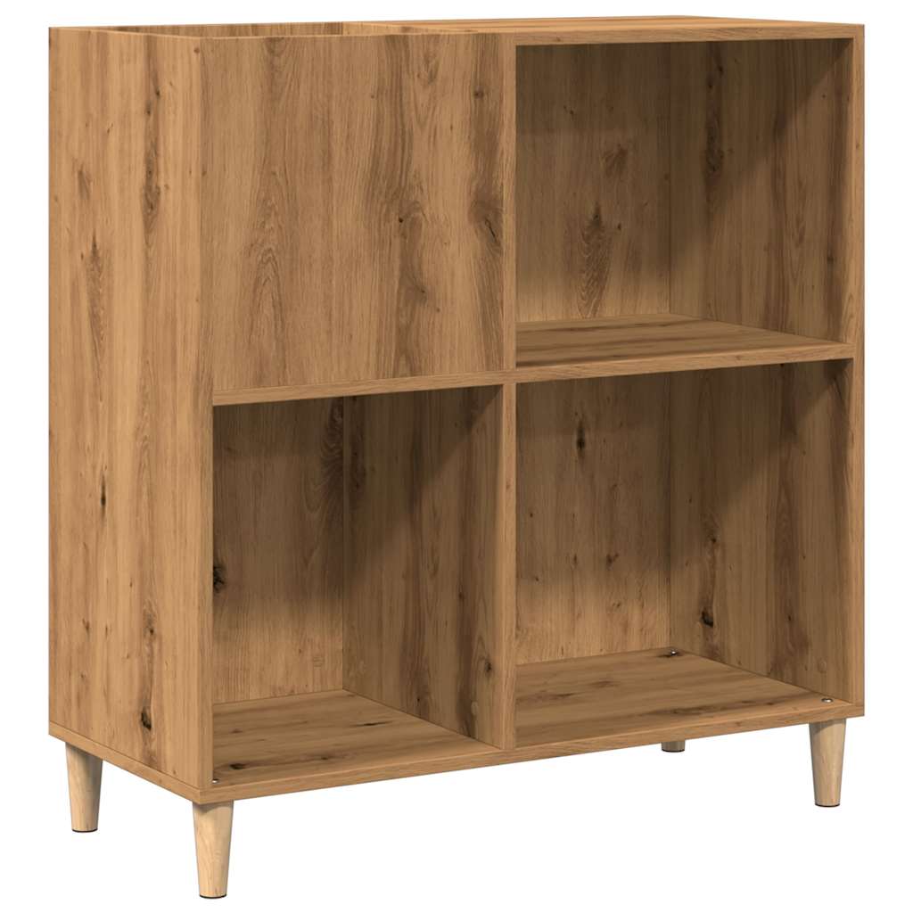 Platenkast 84,5x38x89 cm bewerkt hout artisanaal eikenkleur