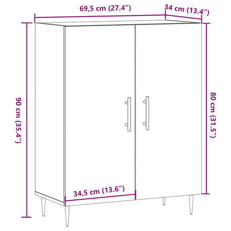 Dressoir 69,5x34x90 cm bewerkt hout oud houtkleurig - AllerleiShop