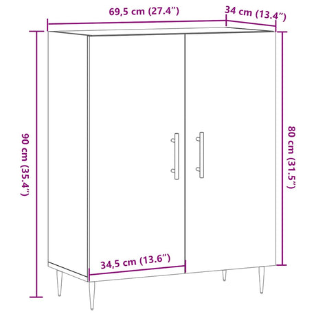 Dressoir 69,5x34x90 cm bewerkt hout artisanaal eikenkleur - AllerleiShop