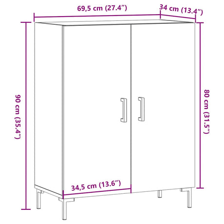 Dressoir 69,5x34x90 cm bewerkt hout artisanaal eikenkleur - AllerleiShop