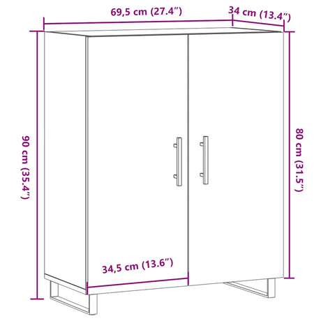 Dressoir 69,5x34x90 cm bewerkt hout oud houtkleurig - AllerleiShop