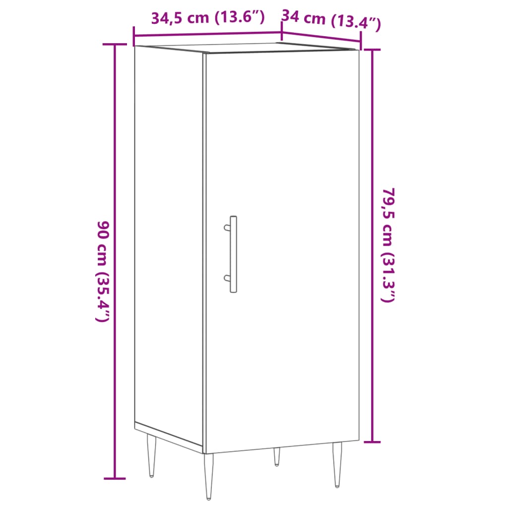 Dressoir 34,5x34x90 cm bewerkt hout oud houtkleurig - AllerleiShop