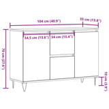 Dressoir 104x35x70 cm bewerkt hout oud houtkleurig - AllerleiShop