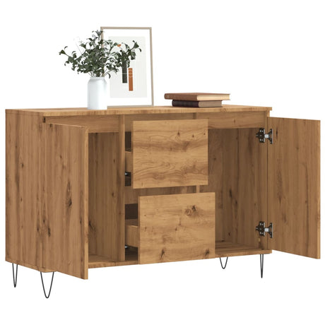 Dressoir 104x35x70 cm bewerkt hout artisanaal eikenkleurig - AllerleiShop