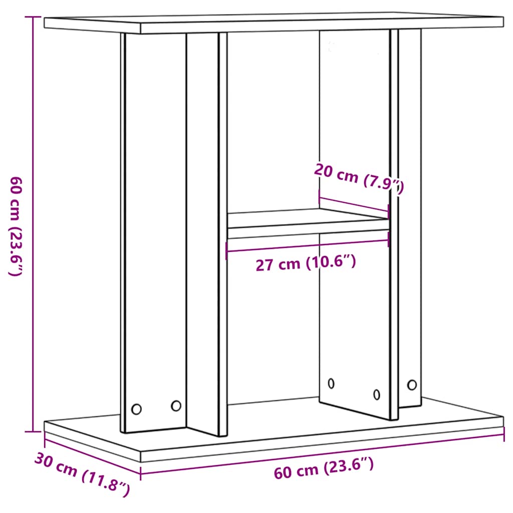 Aquariumstandaard 60x30x60 cm bewerkt hout oud houtkleurig - AllerleiShop