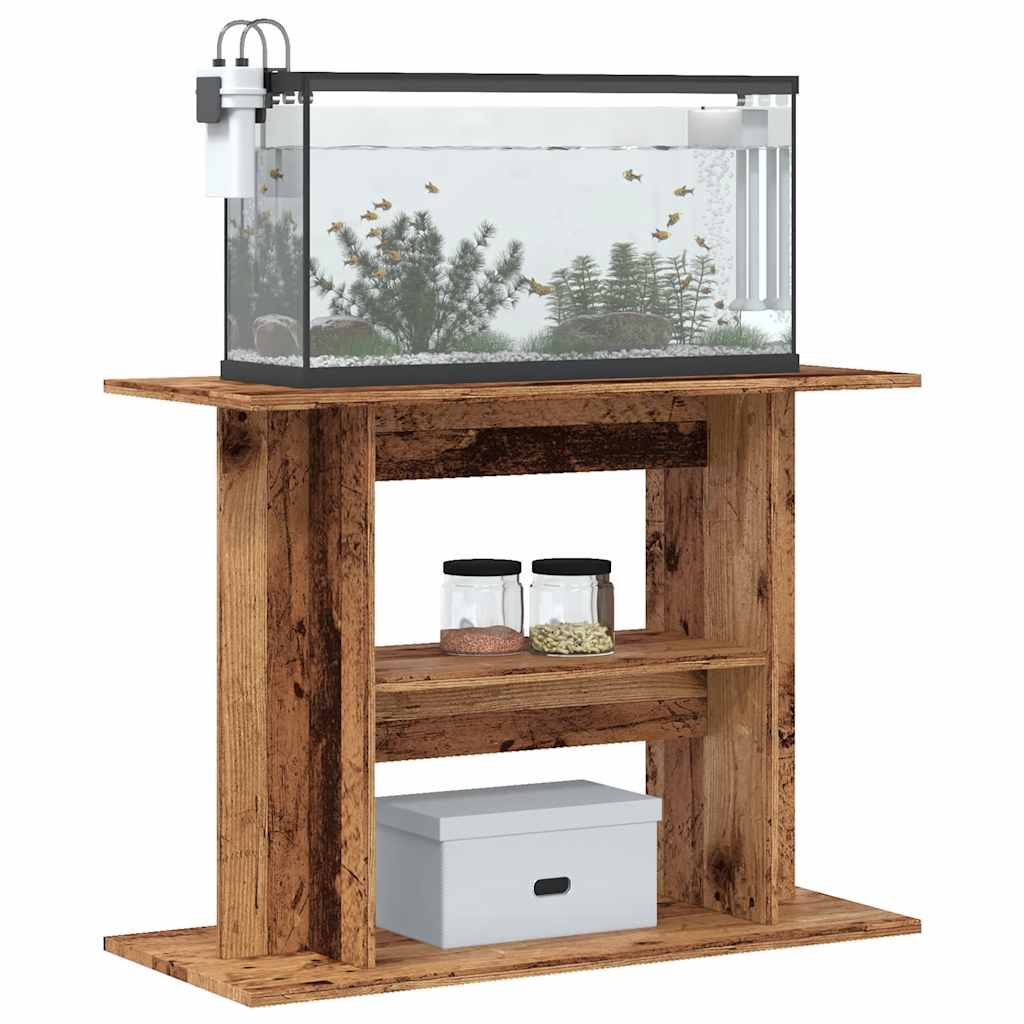 Aquariumstandaard 80x35x60 cm bewerkt hout oud houtkleurig - AllerleiShop