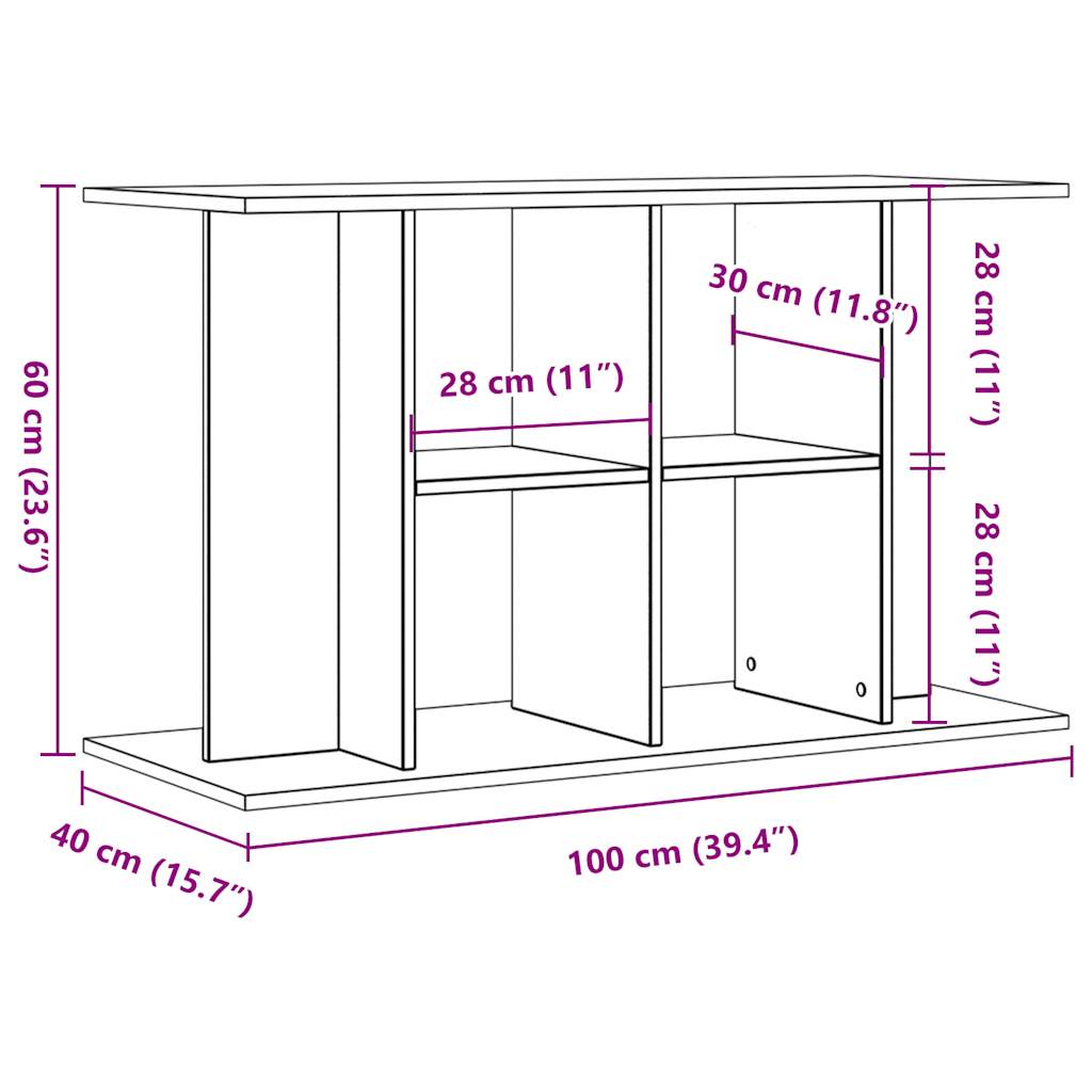 Aquariumstandaard 100x40x60 cm bewerkt hout oud houtkleurig - AllerleiShop