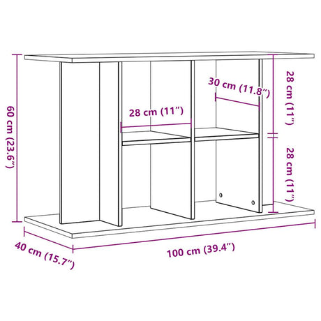 Aquariumstandaard 100x40x60 cm bewerkt hout oud houtkleurig - AllerleiShop