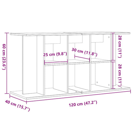 Aquariumstandaard 120x40x60 cm bewerkt hout oud houtkleurig - AllerleiShop