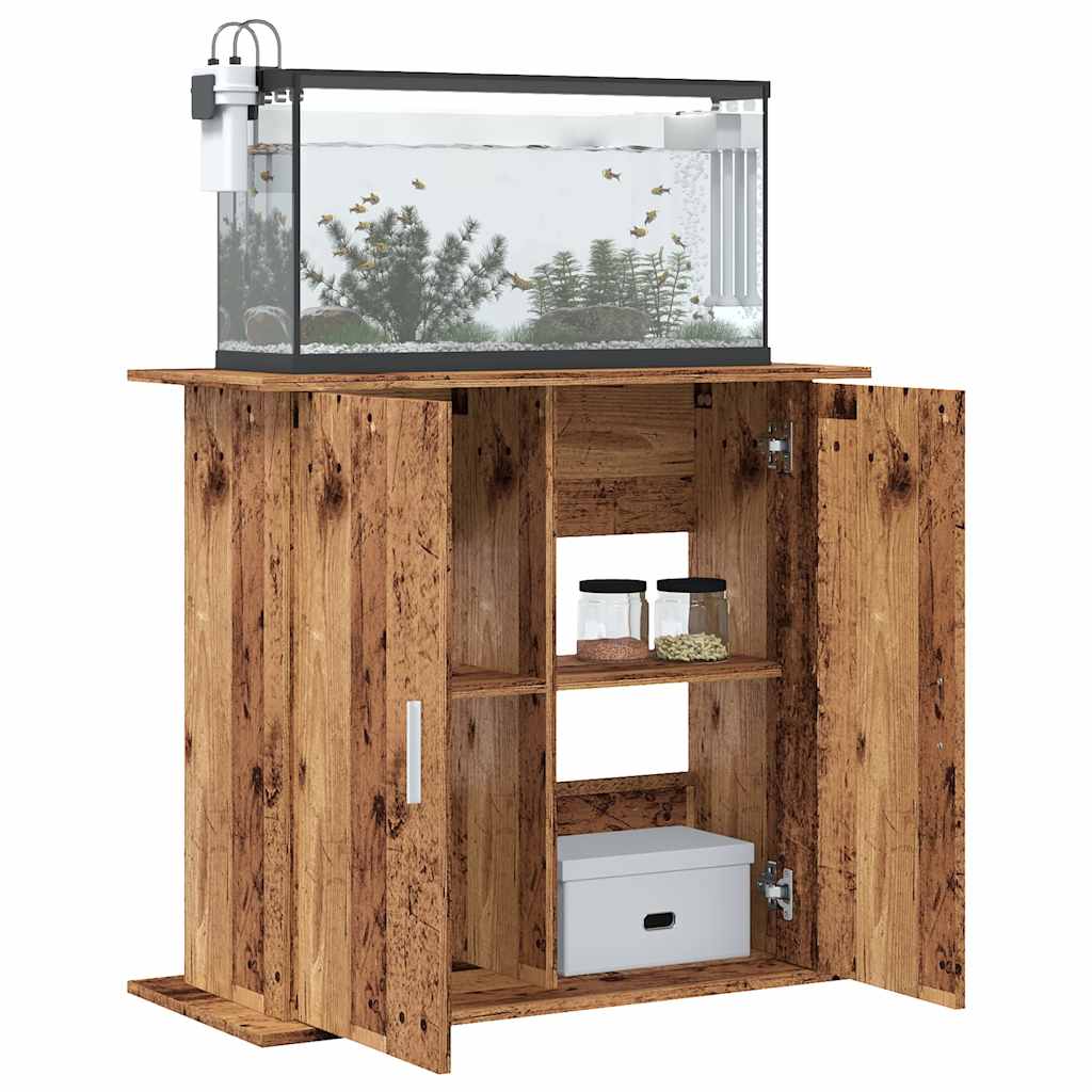 Aquariumstandaard 81x36x73 cm bewerkt hout oud houtkleurig - AllerleiShop