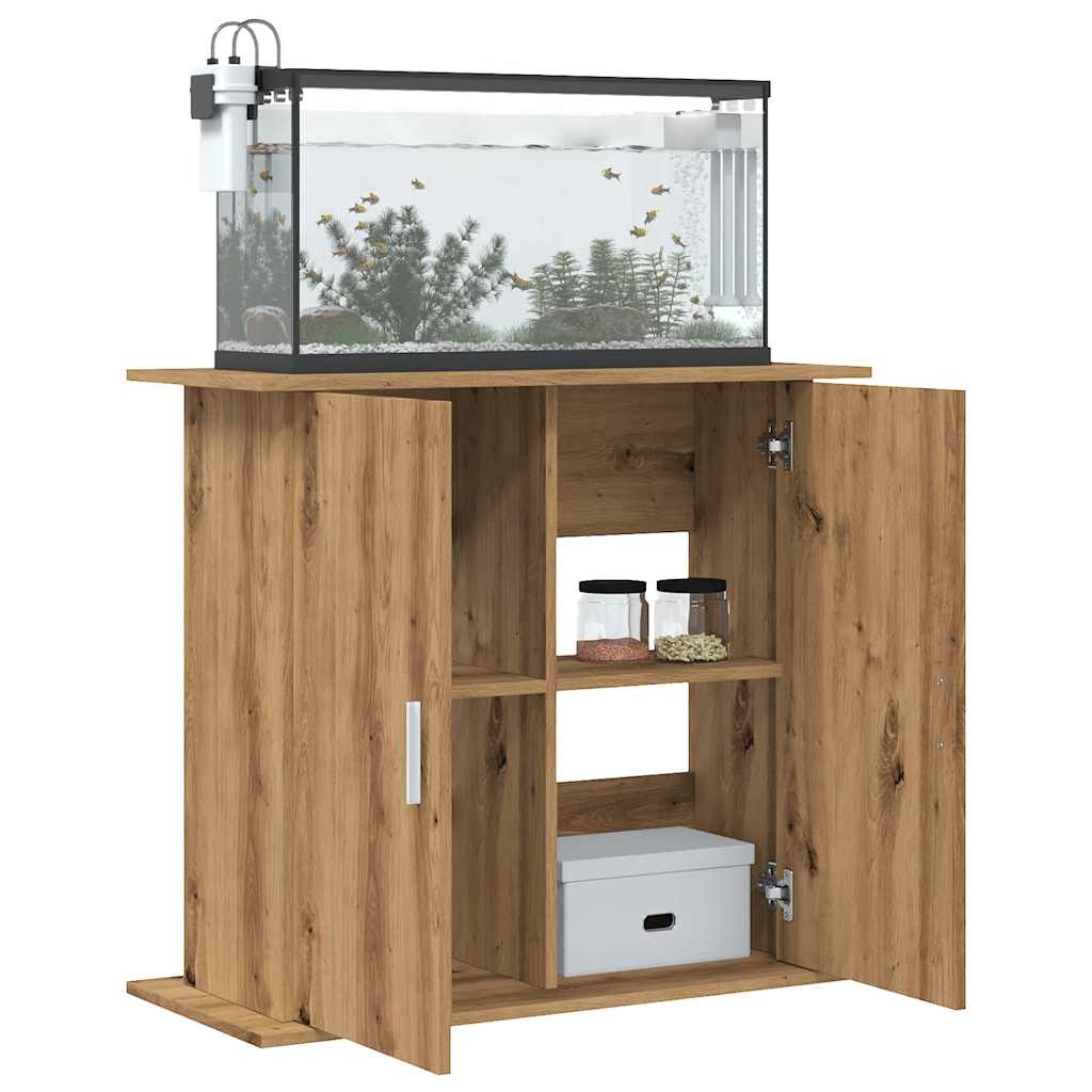 Aquariumstandaard 81x36x73cm bewerkt hout artisanaal eikenkleur