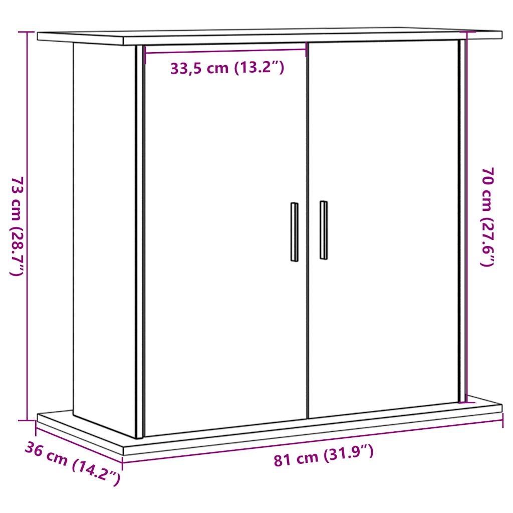 Aquariumstandaard 81x36x73cm bewerkt hout artisanaal eikenkleur