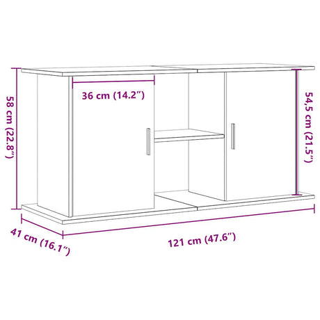 Aquariumstandaard 121x41x58 cm bewerkt hout oud houtkleurig - AllerleiShop