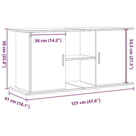 Aquariumstandaard 121x41x58 cm bewerkt hout artisanaal eiken - AllerleiShop