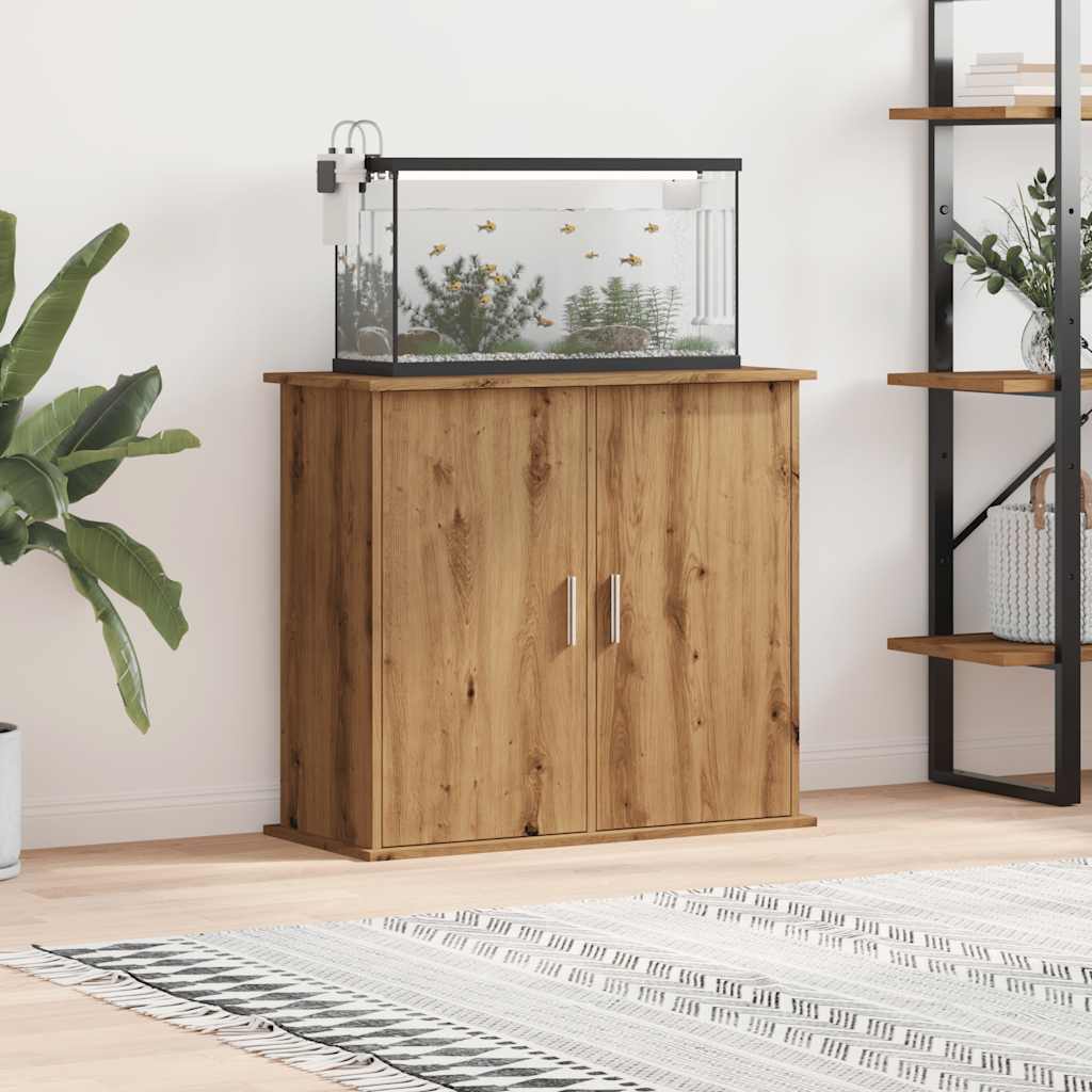 Aquariumstandaard 81x36x73cm bewerkt hout artisanaal eikenkleur