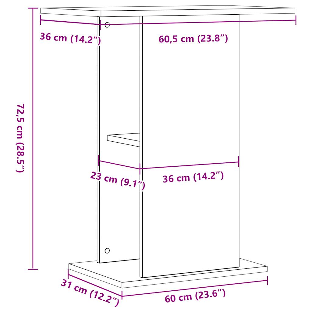 Aquariumstandaard 36x60,5x72,5 cm bewerkt hout oud houtkleurig - AllerleiShop