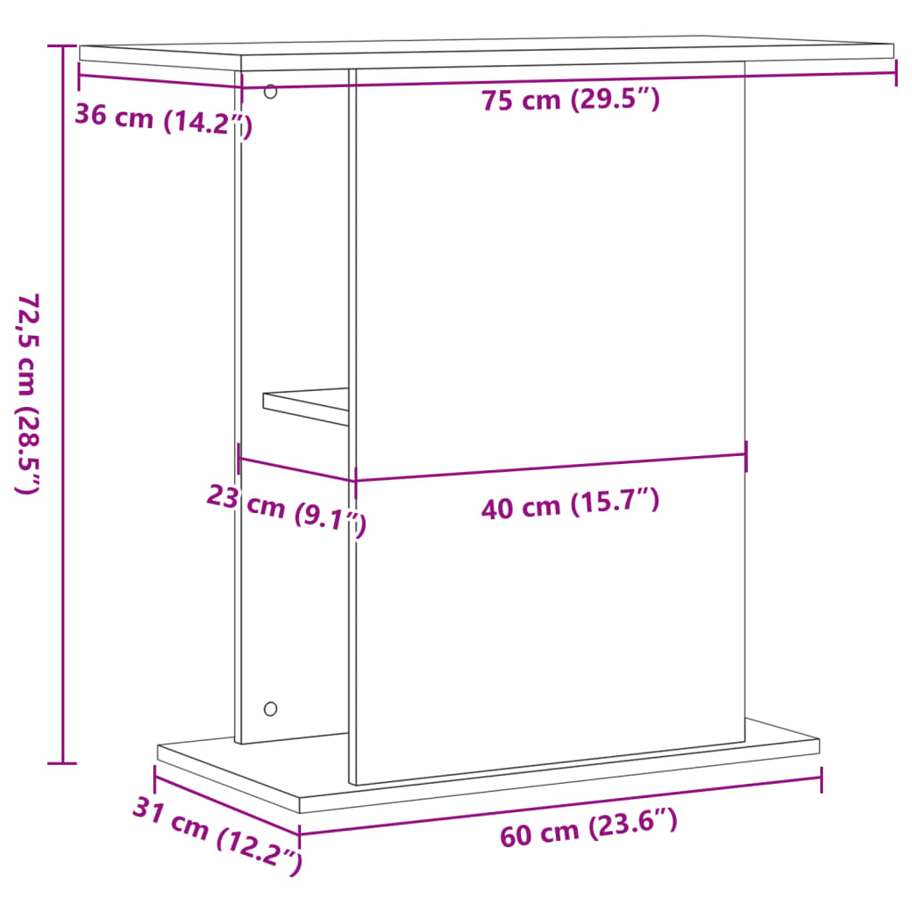 Aquariumstandaard 36x75x72,5 cm bewerkt hout artisanaal eiken - AllerleiShop