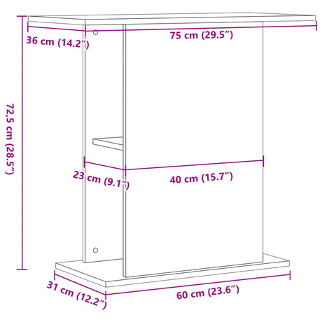 Aquariumstandaard 36x75x72,5 cm bewerkt hout artisanaal eiken - AllerleiShop