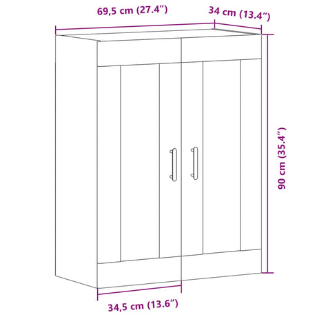 Dressoir 69,5x34x90 cm bewerkt hout artisanaal eikenkleur - AllerleiShop