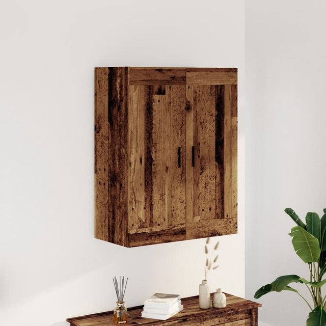 Wandkast 69,5x34x90 cm bewerkt hout oud houtkleurig - AllerleiShop