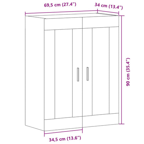 Wandkast 69,5x34x90 cm bewerkt hout artisanaal eikenkleur - AllerleiShop