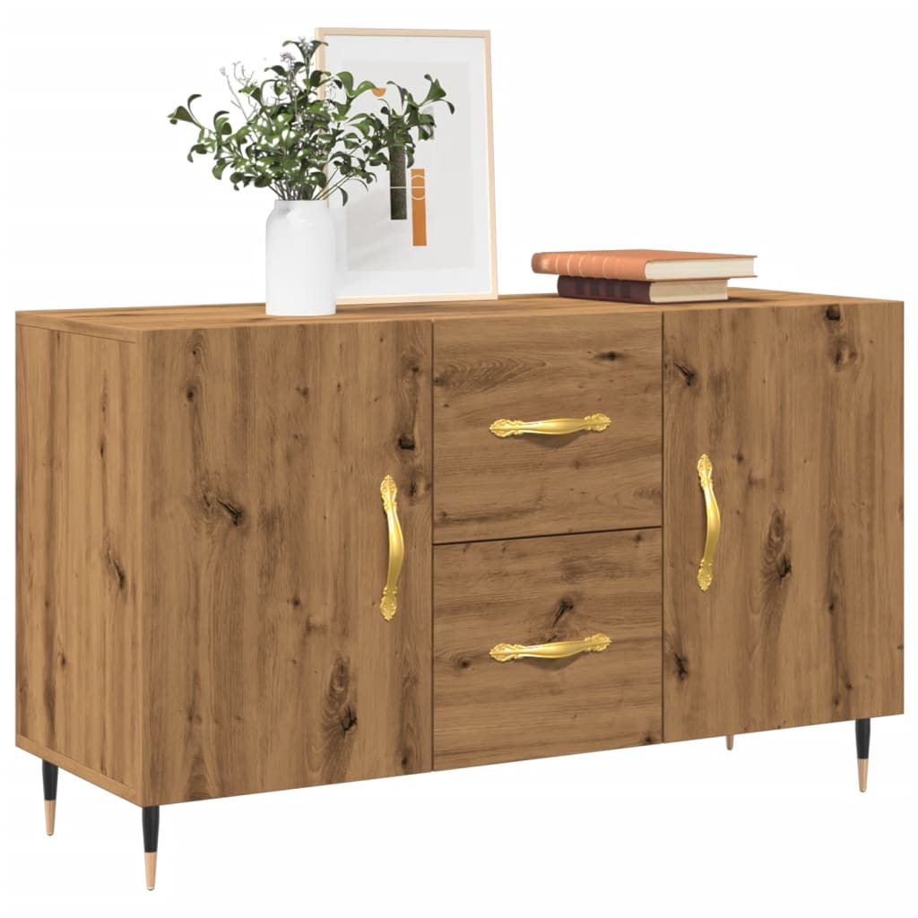 Dressoir 100x36x60 cm bewerkt hout artisanaal eikenkleurig - AllerleiShop