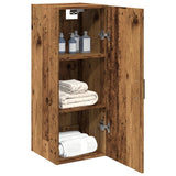 Wandkast 34,5x34x90 cm bewerkt hout oud houtkleur - AllerleiShop