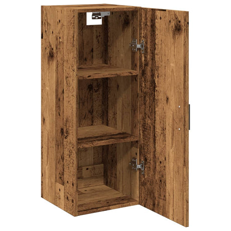 Wandkast 34,5x34x90 cm bewerkt hout oud houtkleur - AllerleiShop