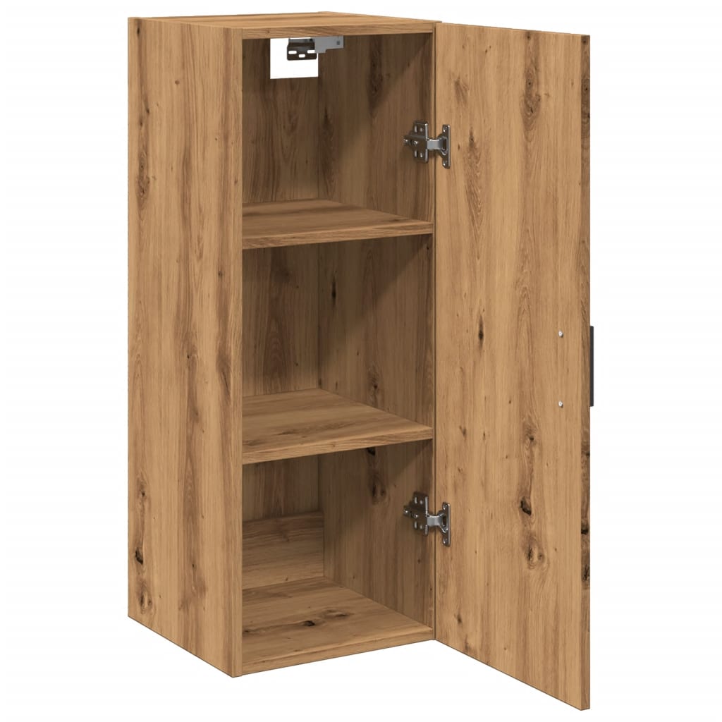 Wandkast 34,5x34x90 cm bewerkt hout artisanaal eikenkleur - AllerleiShop