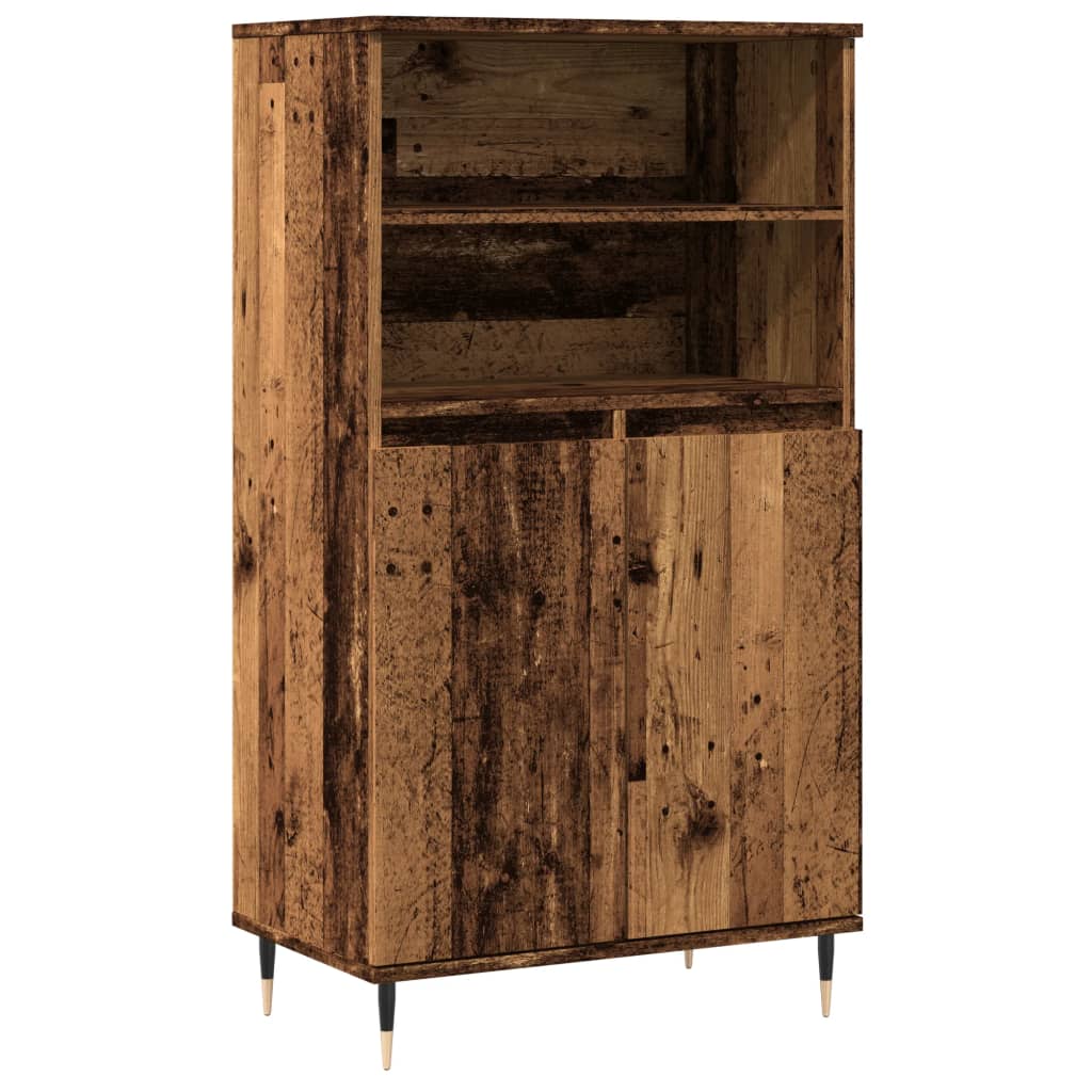 Hoge kast 60x36x110 cm bewerkt hout oud houtkleurig - AllerleiShop