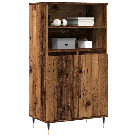 Hoge kast 60x36x110 cm bewerkt hout oud houtkleurig - AllerleiShop