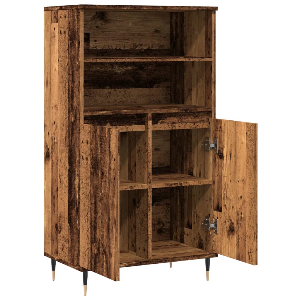 Hoge kast 60x36x110 cm bewerkt hout oud houtkleurig - AllerleiShop